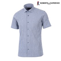 로베르따 [nc부천점]남성용 요철감있는 스판 시어서커 민트그린 캐주얼체크남방셔츠반팔 일반핏 가볍고 시원하며 구김없음 포켓 밑단일자