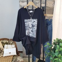 상상그이상 여성용 국내제작 4XL 원피스 겸 박스티 빅사이즈 롱티셔츠 부드러운 촉감좋은 레깅스와 잘 어울리는 체형커버 유니크한 프린팅 포인트 집앞 마실룩 코디추천