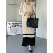 811 소피아 플리츠원피스/ 배색 카라니트롱원피스/ 데일리룩 하객룩 가을 -77