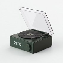 레트로 비닐 블루투스 알람 시계 스피커 카드 무선 사운드 박스 3d 레코드 플레이어 홈 서브우퍼 오디오 고가 생일 선물, army 그린