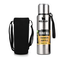 스탠리 500ml 1000ml 이중 벽 스테인레스 스틸 보온 물병 플라스크 진공 커피 컵 텀블러 자동차, 02 Silver_02 800ml