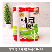 물에잘녹는 두루마리휴지 에코리빙 휴지 3겹 30 롤 22M 1P 화장지 먼지없는 비데용 코스트코 홈쇼핑, 상세페이지 참조
