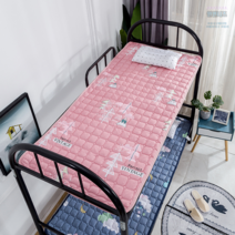 슈퍼 여름 침대 패드 삼베 면 고정 광목 누빔 워싱 냉감 방수 순면 이불 미끄럼 패밀리 퀸 킹 라지, 너비 1.0m*길이 1.9m, 핑크나무 [접으면 물세탁 가능]