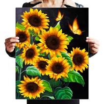 파센 DIY 보석 십자수 캔버스형 50 x 40 cm, 1세트, KK-021 해바라기 재산이 넘쳐납니다.