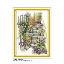 십자수 자수 만들기 기쁨 일요일 창틀 꽃 풍경 시리즈 키트 플로랄 패턴 aida 14ct11ct count print 세트, 11ct 인쇄, fa038