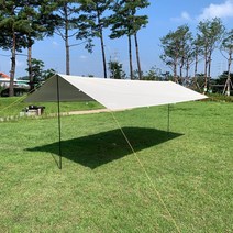 하스비크 블랙코팅 렉타 타프 차박 차량 초경량 자외선차단 그늘막 차광막 4x3m 폴대포함, 렉타타프-아이보리(블랙코팅), 4x3m 폴대미포함