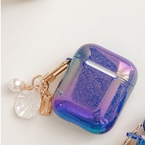 감각적인 에어팟케이스 실리콘 가죽 빈티지 명품 3d love 진주 쉘 키 체인 water drop rainbow hard 헤드폰 이어폰 케이스 for apple airpods, 3-에어팟 1 2용
