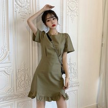 HYKU 여름 원피스 데이트룩 데일리 반팔 미디움원피스