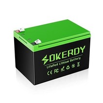 인산철배터리 SOKERDY 12V 16Ah 리튬 LiFePO4 딥 사이클 배터리 2000+ 사이클 RV 솔라 마린 파워 휠용 휴대용 충전식 배터리. 16A BMS 10년 수명, 1개(1팩)