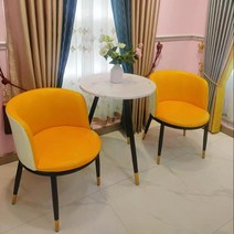 저렴한 티테이블 의자세트 대기테이블 카페편한 의자, 블루 오렌지 가죽 테이블 1+ 의자 2