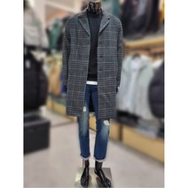 [톰스토리] [W몰 ] T199M-6915A18V6테일러드 오버핏 타탄체크 모직 코트