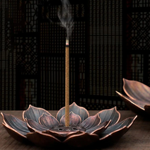 인센스 홀더 연꽃모양 스틱향 트레이받침대 향꽂이 향피우기 스틱홀더 향받침대, 골드