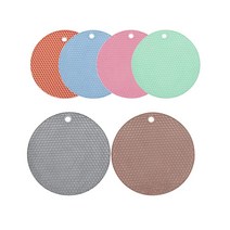 CXDC 실리콘 냄비 홀더 6개 17.8cm(7인치) 주방 매트 풀 테이블 탑 보호 내열성 세척 가능한 삼발이 야외 및 실내용