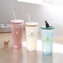 국내생산 주문 제작 심플 빨대컵 670ml 리유저블 투명 돔 콜드컵 텀블러 플랫 _ 22092786EA, 쿠팡 자비샵 옐로우