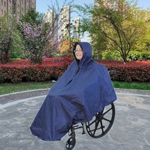 휠체어 접이식 경량 휴대용 알류미늄 휠체어 비옷 방수 비옷 노인용 외투. 지퍼 방수, 해군, 한 사이즈