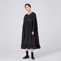 XITAO 끈 뽑기 접기 큰 사이즈 원피스 단색 캐주얼 와이드 패션 긴 소매 O 칼라 심플한 여성 WMD2745