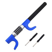 스티어링 휠 잠금 트윈 후크 안티 도난 보안 암호 5 코딩 된 조합, 파란색