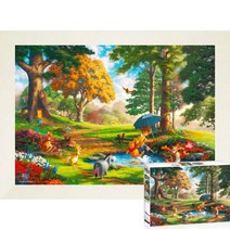 퍼즐피플 디즈니 킨케이드 명작 직소퍼즐 모음, 퍼즐유액 포함, 곰돌이푸 1000P 액자포함(우드화이트), 1000p