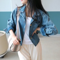 메리앤유 심플한 카라디테일 싱글버튼 청데님자켓