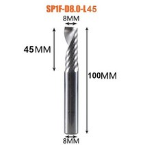 1pc AAAAA 3D CNC 라우터 비트 조각 컷 3.175 46 생크 단일 플루트 밀링 커터 나선형 엔드 밀 목공 알루미늄, SP1F-D8.0-L45