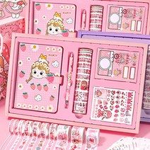 순순몰 핑크 다꾸 다이어리 꾸미기 선물 세트, 딸기소녀 SET