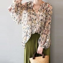 헤레이스 쉬폰나염블라우스 YMSH23SS405