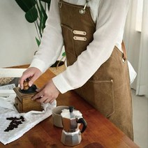 에코벨 캔버스 데님 앞치마/카페 공방 미용 바리스타 쿠킹, 캔버스 데님 앞치마 브라운