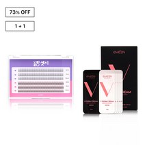 1+1 속눈썹 컬링2-STEP, 속눈썹 펌 체험키트, 블랙 블링 V타입 + 언더, 10mm