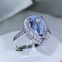 진주반지 라인 천연 혼주 925 스털링 실버 우아하고 절묘한 드롭 모양의 화이트 지르콘 반지 보석 발렌타인 데이에 다이아몬드와