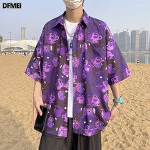 DFMEI 프린트 반팔 셔츠 남 5부 반팔 셔츠