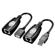 네트워크 연장 케이블 USB-RJ45 LAN 커넥터 이더넷 라인 어댑터 50m 신호 증폭기 컴퓨터 액세서리, 1 쌍 검정