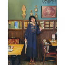 여성 에스닉 빈티지 자수 코튼 린넨 미니멀 원피스 인스타 셀럽 오리엔탈 집시 스커트