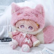 무속성솜인형 아이돌 20cm 몸체 모던 하얀 키덜트 눈망울 수제 조카선물 솜깅이, 20CM(골격없음), 핑크인형 핑크여우옷세트