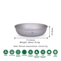 무한 항해 초경량 티타늄 팬 접시 야외 캠핑 식기 저녁 식사 과일 접시 조리기구 엉망 키트/캐리 메쉬 가방, 01 Ti1101T Plate Dish