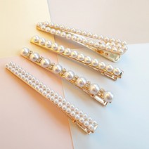 슬로우베베 에이씨 진주펄 집게핀 4종세트 진주 큐빅 집게 고급 모던 헤어핀 레이어드