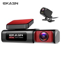 EKASN 고회질 2K WIFI 블랙박스 듀얼 카메라 나이트 비전 충돌 감지 회전 가능 접이식 블랙박스 G-센서 XC-6, 블랙