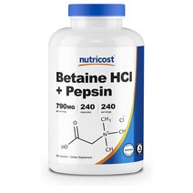 Nutricost 뉴트리코스트 베타민 HCI 펩신 Betaine Pepsin 790mg 240캡슐, 1개, 1세트
