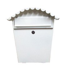 스탠드 우체통 주택 대형 벽걸이 우편함 야외 잠금 가능한 소박한 컬러 페인팅 패턴 금속 철 우편함 편지 홀더 우체통 가정 정원 장식125631, WHITE