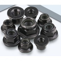 2-20pcs M3 M4 M5 M6 M8 M10 M12 블랙 탄소 304 A2-70 스테인리스 육각 플랜지 나일론 삽입 잠금 너트, M6 10pcs, black carbon steel