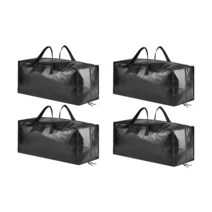 SpaceAid 튼튼한 이사 가방 백팩 스트랩이 있는 엑스트라 라지 보관 토트 튼튼한 손잡이 및 지퍼 이사 상자 대체품 포장 및 이동 용품 블랙 (4팩), Black_4 Pack