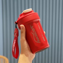 YACHEN 텀블러 대용량 보온보냉 스테인리스 보냉 텀블러+손잡이 480ml., 빨간색