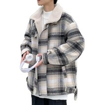 뽀글이 안감 자켓 점퍼 남자 체크패턴 방한 아우터