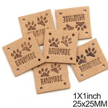 20Pcs 동물 발자국 수제 태그 고양이 개 발 가죽 만화 레이블 모자 재봉 액세서리 1 인치, 09 08