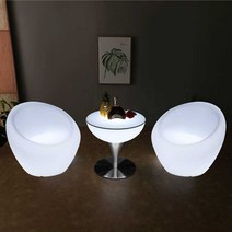 라운지 클럽 의자 빛나는 불빛 바 둥근의자 술집 세트, 낮은하드 원형테이블 + 작은구형소파2개유리없음