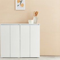 앨빈 수납장 양문 수납 다용도 거실 정수기 받침 낮은 미니 선반 500, 화이트