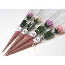 수앤로즈플라워 한송이비누꽃 핑크크라프트지 메모포장 메세지포장 비누장미, 카네이션-레드