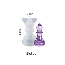 주물용 접착제 3D 국제 체스 UV 크리스탈 수지 금형 조각 DIY 에폭시 접착제 주조 도구한 실리콘, 06 Bishop