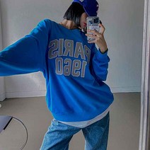 매드시스터 캔디팝 캐주얼 자수 오버핏 맨투맨 긴팔티