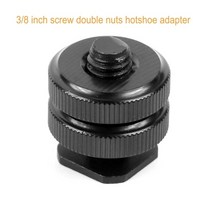 38 14 인치 더블 너트 콜드슈 삼각대 마운트 고프로 히어로 5 액션 dslr 카메라 사진 스튜디오 용 플래시 핫슈 나사 어댑터, 3 8 더블 너트