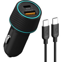 프라임큐 PD3.0 48W 2포트 고속 시거잭 차량용 충전기 + C to C 고속 케이블, 1개입, PR-PDCG100